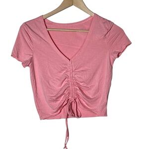 Pink V-neck T-shirt top shirt size medium M B192